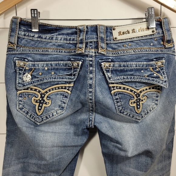 EUC Rock Revival Johanna Capri Cuffed Leg Denim Pant Women's sz 25 - Picture 5 of 11